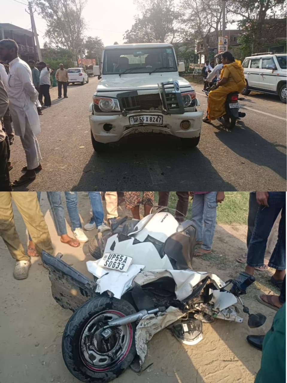तुलसियापुर चौराहे पर बोलेरो-स्कूटी की भीषण टक्कर, युवक गंभीर रूप से घायल