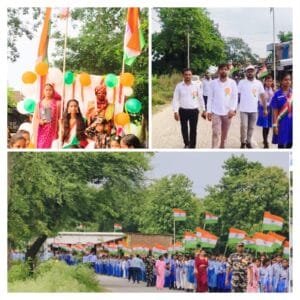 सिटी मांटेसरी पब्लिक स्कूल दुधवनिया खुर्द के छात्र छात्राओं ने भव्य रूप से निकाली तिंरगा यात्रा